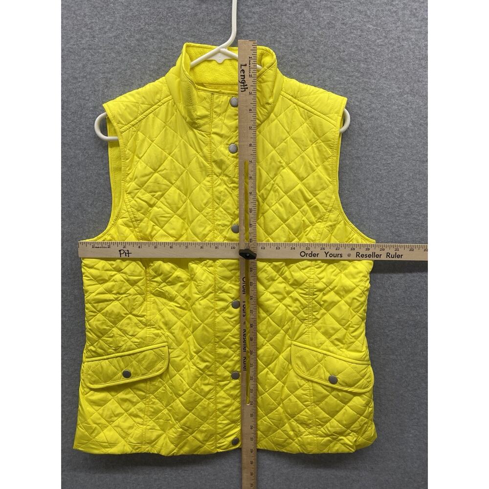 Talbots Vest Womens Large Quilted Yellow Button Front Pockets Classic Spring - Picture 10 of 13